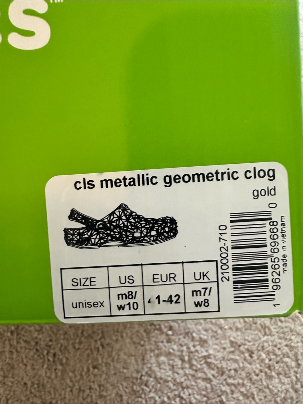 CROCS Women's Metallic Gold Classic Clog with Geometric Texture - Picture 2 of 10